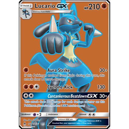 Lucario GX 122/131 SM Forbidden Light Holo Full Art Ultra Rare Pokemon Card NEAR MINT TCG