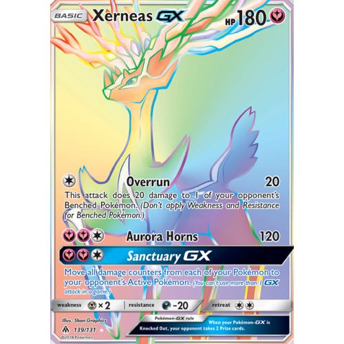Xerneas GX 139/131 SM Forbidden Light Holo Full Art Hyper Rare Pokemon Card NEAR MINT TCG
