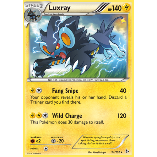 Luxray 34/106 XY Flashfire Holo Rare Pokemon Card NEAR MINT TCG