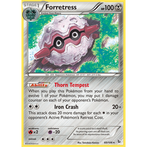 Forretress 60/106 XY Flashfire Rare Pokemon Card NEAR MINT TCG