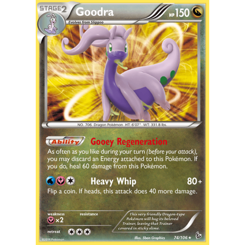 Goodra 74/106 XY Flashfire Holo Rare Pokemon Card NEAR MINT TCG