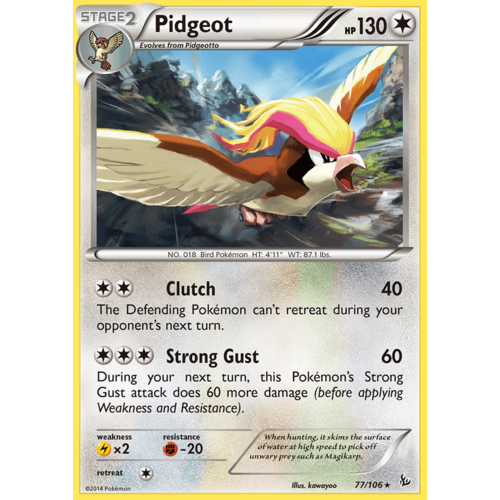 Pidgeot 77/106 XY Flashfire Rare Pokemon Card NEAR MINT TCG
