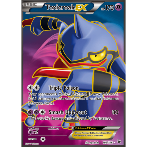 Toxicroak EX 102/106 XY Flashfire Holo Ultra Rare Full Art Pokemon Card NEAR MINT TCG