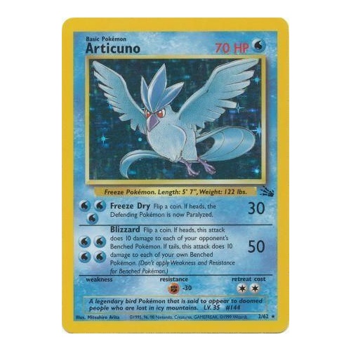 Articuno 2/62 Fossil Set Unlimited Holo Rare Pokemon Card NEAR MINT TCG