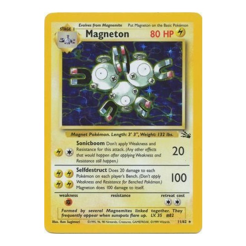 Magneton 11/62 Fossil Set Unlimited Holo Rare Pokemon Card NEAR MINT TCG