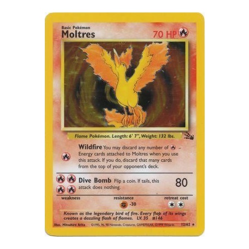 Moltres 12/62 Fossil Set Unlimited Holo Rare Pokemon Card NEAR MINT TCG