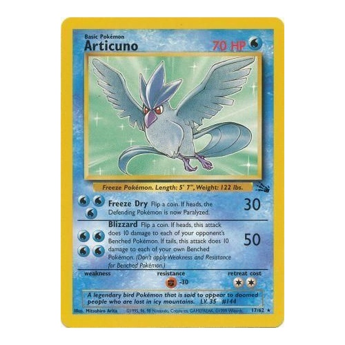 Articuno 17/62 Fossil Set Unlimited Rare Pokemon Card NEAR MINT TCG