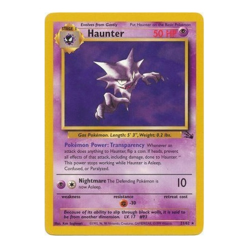 Haunter 21/62 Fossil Set Unlimited Rare Pokemon Card NEAR MINT TCG