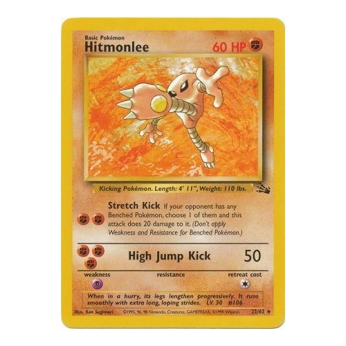 Hitmonlee 22/62 Fossil Set Unlimited Rare Pokemon Card NEAR MINT TCG