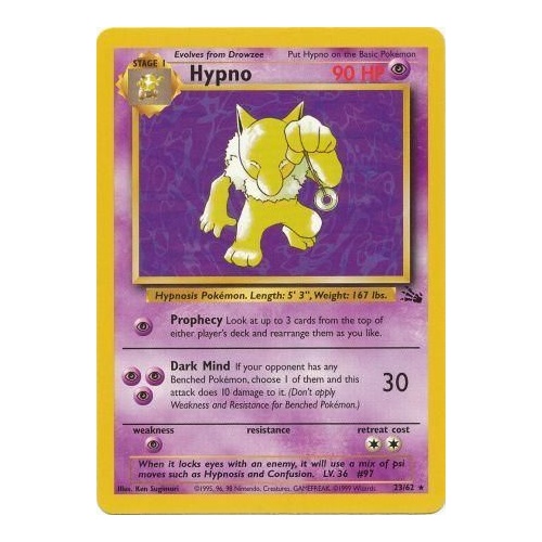 Hypno 23/62 Fossil Set Unlimited Rare Pokemon Card NEAR MINT TCG