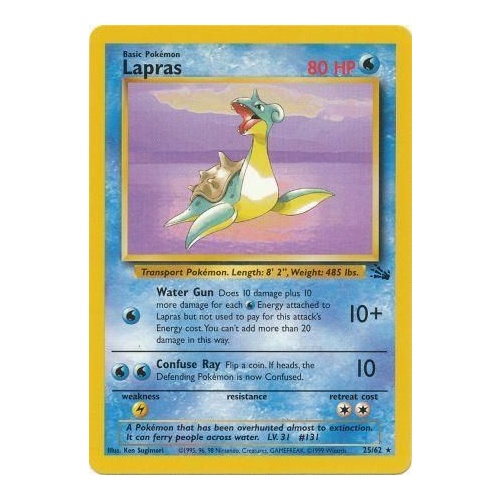 Lapras 25/62 Fossil Set Unlimited Rare Pokemon Card NEAR MINT TCG