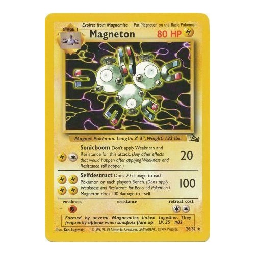 Magneton 26/62 Fossil Set Unlimited Rare Pokemon Card NEAR MINT TCG