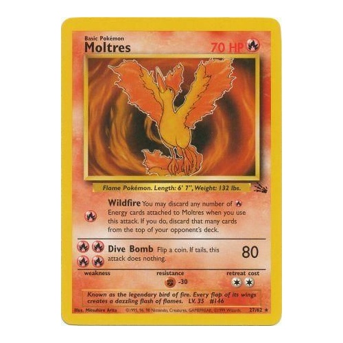 Moltres 27/62 Fossil Set Unlimited Rare Pokemon Card NEAR MINT TCG