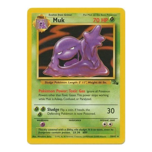 Muk 28/62 Fossil Set Unlimited Rare Pokemon Card NEAR MINT TCG
