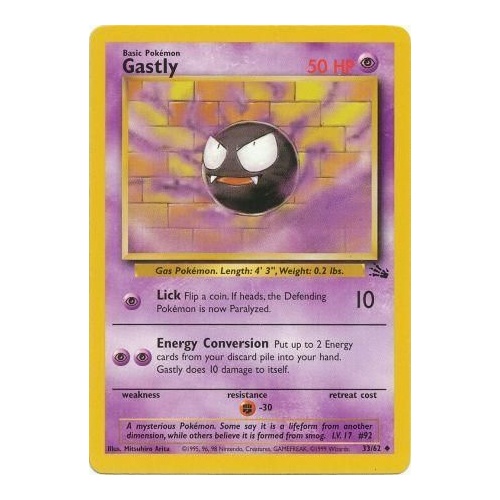 Gastly 33/62 Fossil Set Unlimited Uncommon Pokemon Card NEAR MINT TCG