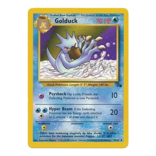 Golduck 35/62 Fossil Set Unlimited Uncommon Pokemon Card NEAR MINT TCG