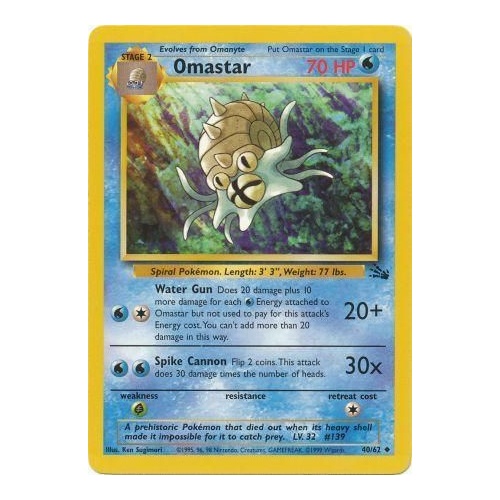 Omastar 40/62 Fossil Set Unlimited Uncommon Pokemon Card NEAR MINT TCG