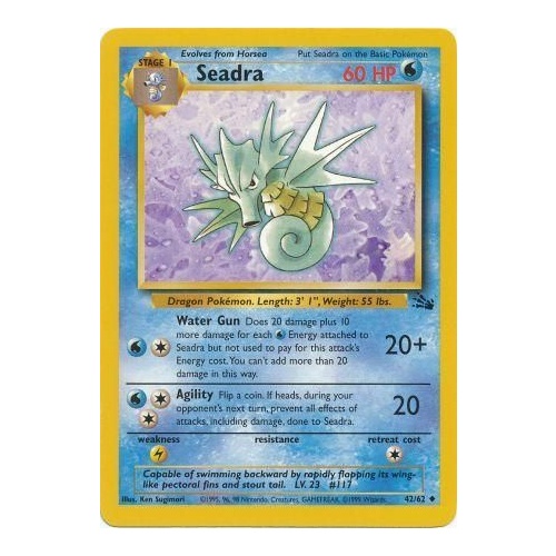 Seadra 42/62 Fossil Set Unlimited Uncommon Pokemon Card NEAR MINT TCG