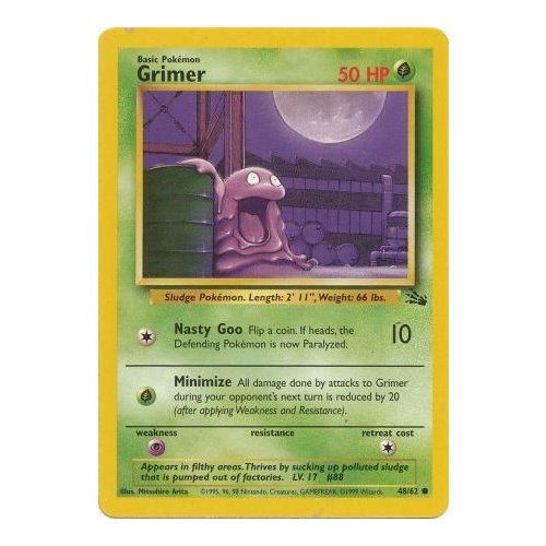 Grimer 48/62 Fossil Set Unlimited Common Pokemon Card NEAR MINT TCG