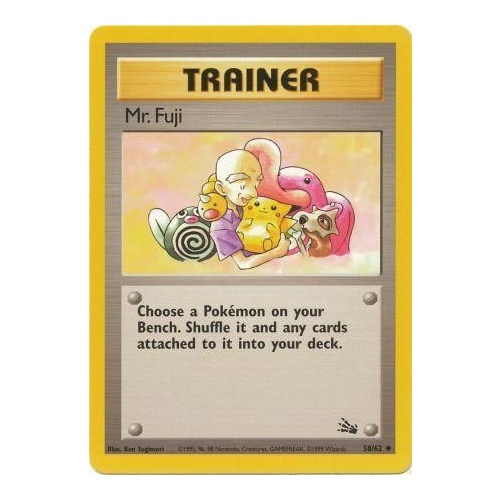 Mr. Fuji 58/62 Fossil Set Unlimited Uncommon Trainer Pokemon Card NEAR MINT TCG
