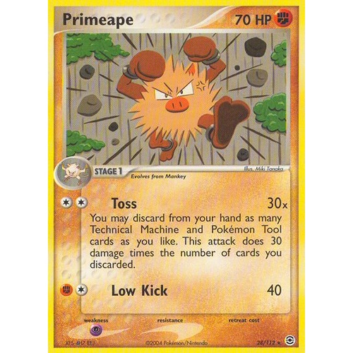 Primeape 28/112 EX Fire Red & Leaf Green Rare Pokemon Card NEAR MINT TCG