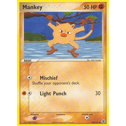 Mankey 38/112 EX Fire Red & Leaf Green Uncommon Pokemon Card NEAR MINT TCG