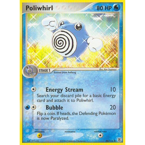 Poliwhirl 46/112 EX Fire Red & Leaf Green Uncommon Pokemon Card NEAR MINT TCG