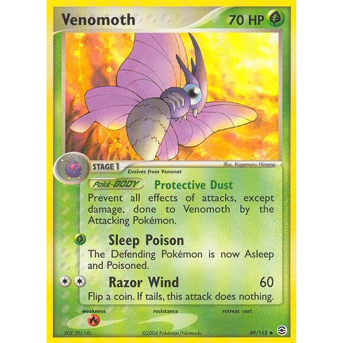 Venomoth 49/112 EX Fire Red & Leaf Green Uncommon Pokemon Card NEAR MINT TCG