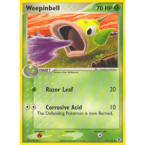 Weepinbell 51/112 EX Fire Red & Leaf Green Uncommon Pokemon Card NEAR MINT TCG