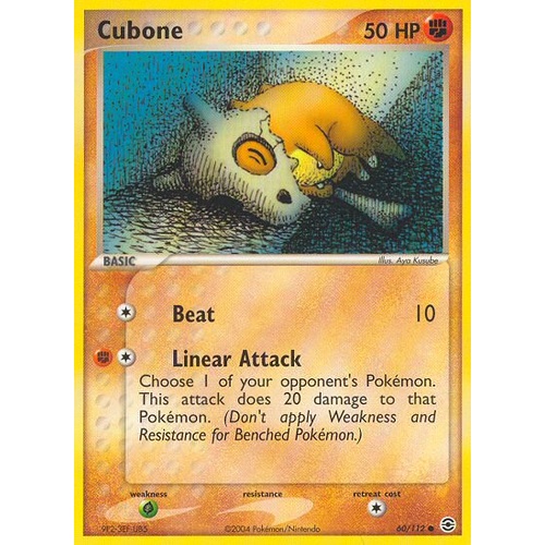 Cubone 60/112 EX Fire Red & Leaf Green Common Pokemon Card NEAR MINT TCG
