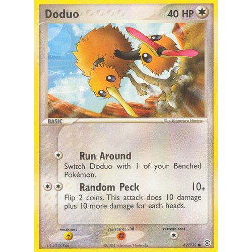 Doduo 62/112 EX Fire Red & Leaf Green Common Pokemon Card NEAR MINT TCG