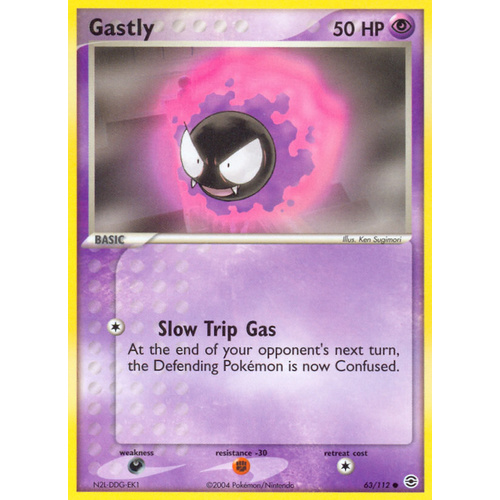Gastly 63/112 EX Fire Red & Leaf Green Common Pokemon Card NEAR MINT TCG