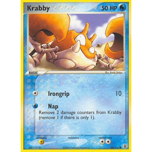 Krabby 66/112 EX Fire Red & Leaf Green Common Pokemon Card NEAR MINT TCG