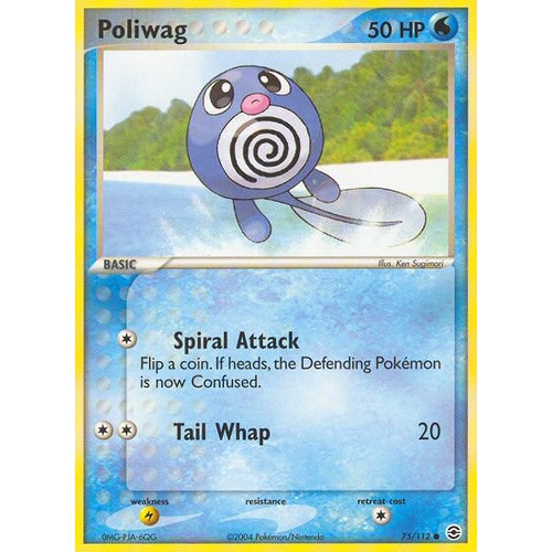 Poliwag 75/112 EX Fire Red & Leaf Green Common Pokemon Card NEAR MINT TCG