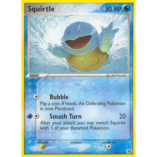 Squirtle 83/112 EX Fire Red & Leaf Green Common Pokemon Card NEAR MINT TCG