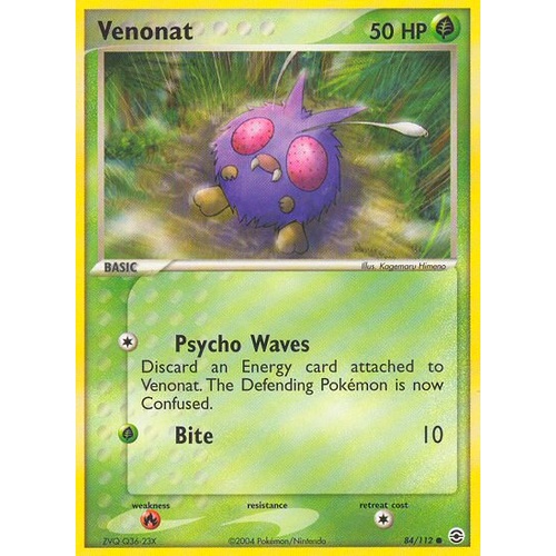 Venonat 84/112 EX Fire Red & Leaf Green Common Pokemon Card NEAR MINT TCG