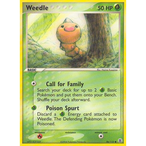Weedle 86/112 EX Fire Red & Leaf Green Common Pokemon Card NEAR MINT TCG