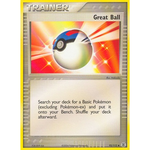 Great Ball 92/112 EX Fire Red & Leaf Green Uncommon Trainer Pokemon Card NEAR MINT TCG