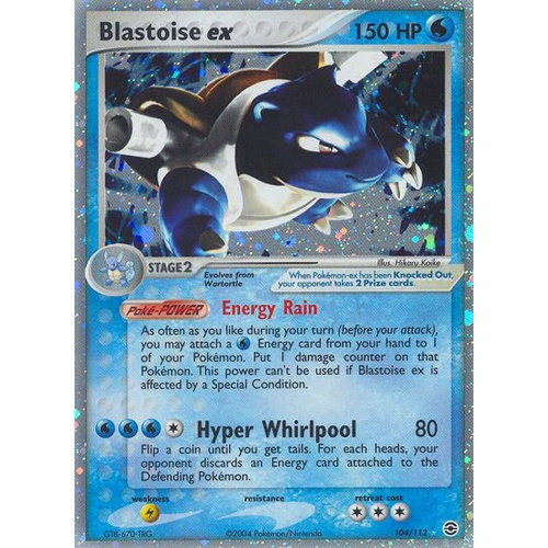 Blastoise EX 104/112 EX Fire Red & Leaf Green Holo Ultra Rare Pokemon Card NEAR MINT TCG