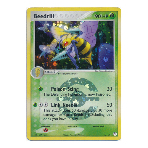 Beedrill 1/112 EX Fire Red & Leaf Green Reverse Holo Rare Pokemon Card NEAR MINT TCG