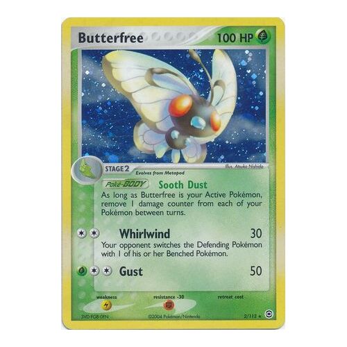 Butterfree 2/112 EX Fire Red & Leaf Green Reverse Holo Rare Pokemon Card NEAR MINT TCG