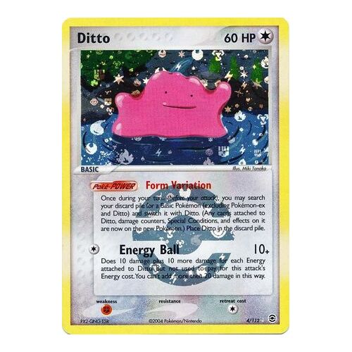 Ditto 4/112 EX Fire Red & Leaf Green Reverse Holo Rare Pokemon Card NEAR MINT TCG