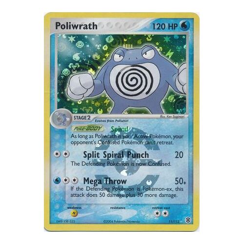 Poliwrath 11/112 EX Fire Red & Leaf Green Reverse Holo Rare Pokemon Card NEAR MINT TCG