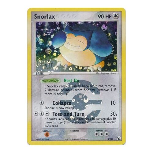Snorlax 15/112 EX Fire Red & Leaf Green Reverse Holo Rare Pokemon Card NEAR MINT TCG