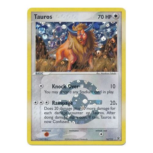 Tauros 16/112 EX Fire Red & Leaf Green Reverse Holo Rare Pokemon Card NEAR MINT TCG
