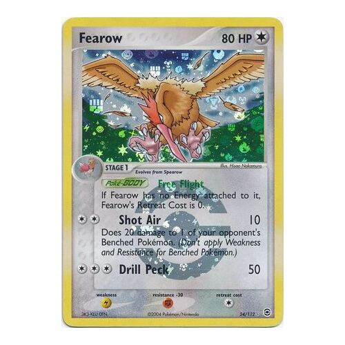 Fearow 24/112 EX Fire Red & Leaf Green Reverse Holo Rare Pokemon Card NEAR MINT TCG