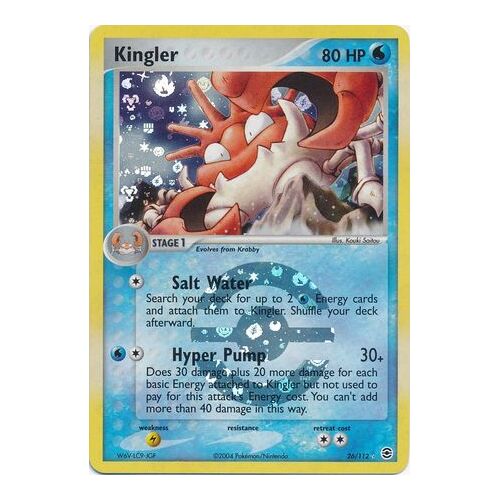 Kingler 26/112 EX Fire Red & Leaf Green Reverse Holo Rare Pokemon Card NEAR MINT TCG