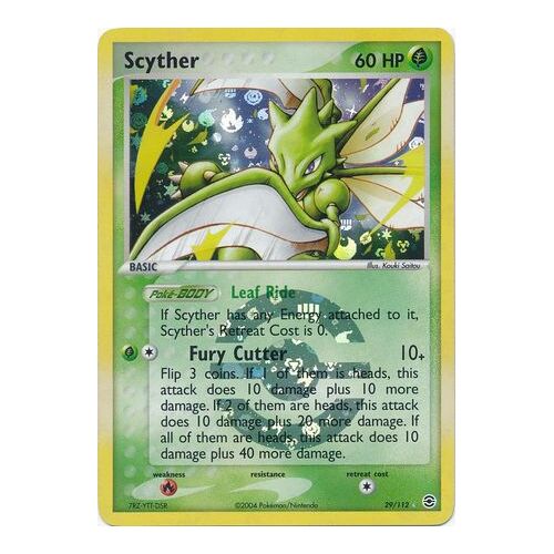 Scyther 29/112 EX Fire Red & Leaf Green Reverse Holo Rare Pokemon Card NEAR MINT TCG
