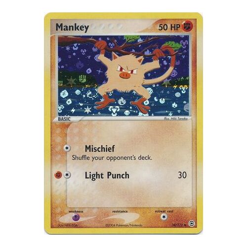 Mankey 38/112 EX Fire Red & Leaf Green Reverse Holo Uncommon Pokemon Card NEAR MINT TCG