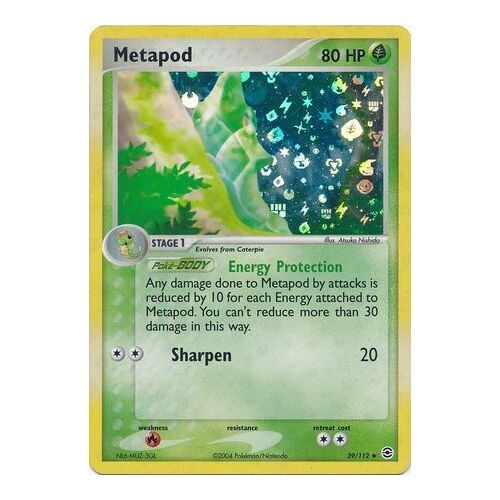 Metapod 39/112 EX Fire Red & Leaf Green Reverse Holo Uncommon Pokemon Card NEAR MINT TCG